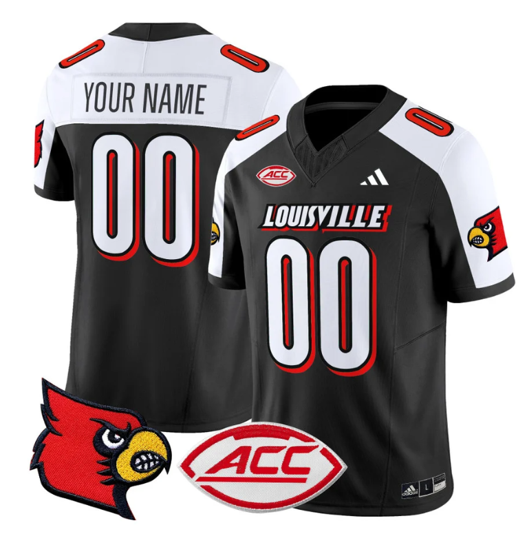 Custom Louisville Cardinals Jersey Name and Number Vapor Football Stitched Black Alternate
