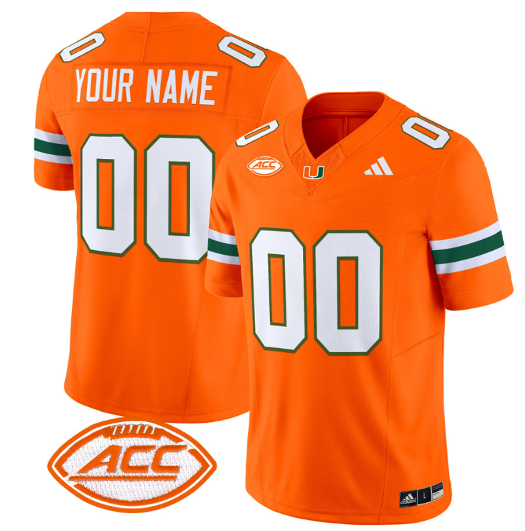 Custom Miami Hurricanes Jersey Name and Number Vapor Football Stitched Orange