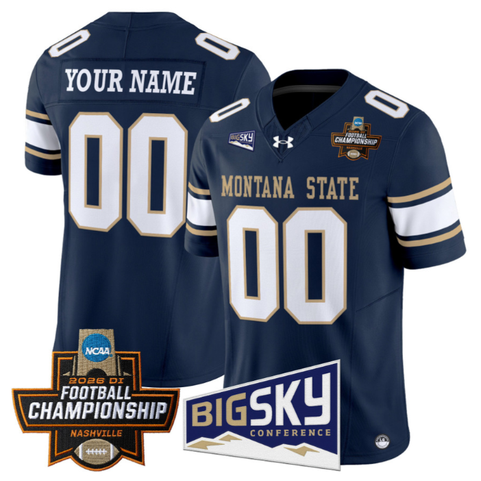 Custom Montana State Bobcats Jersey 2026 Football Championship Stitched Navy