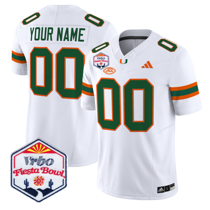 Custom Miami Hurricanes Jersey 2026 Fiesta Bow Patch Limited Stitched