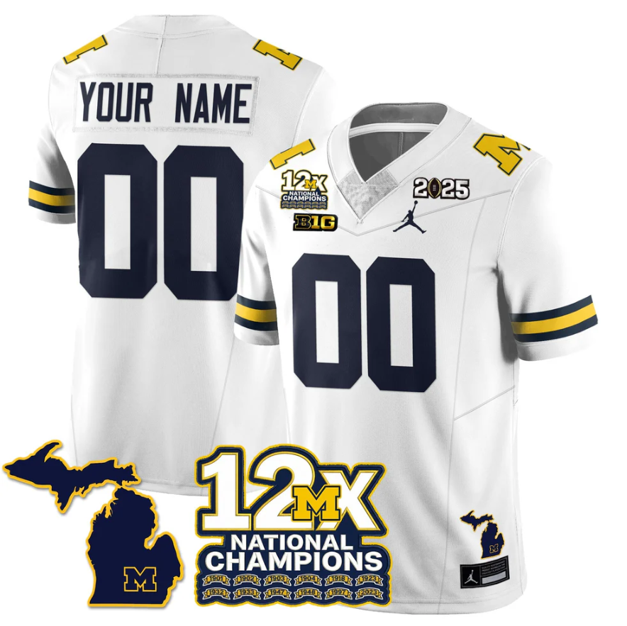 Custom Michigan Wolverines Jersey 12x-Time National Champions Stitched