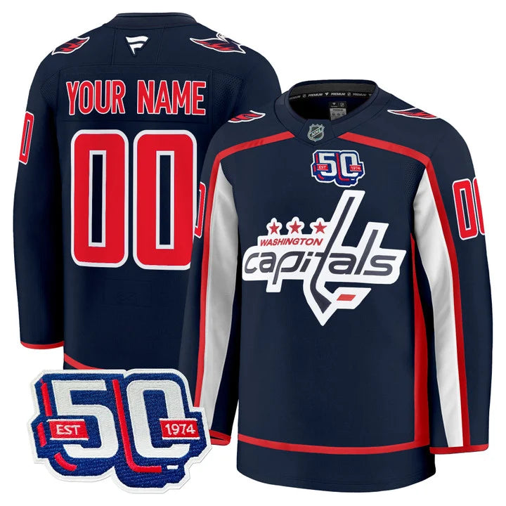 Men Washington Capitals 50th Anniversary Premium Custom Jersey - All Stitched