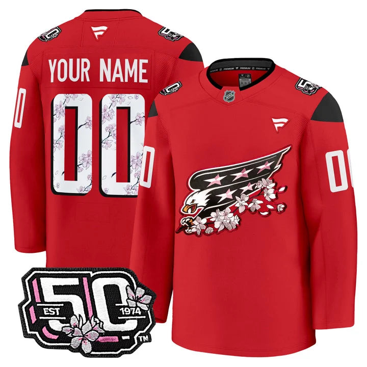 Men Washington Capitals 50th Anniversary Premium Custom Jersey - All Stitched
