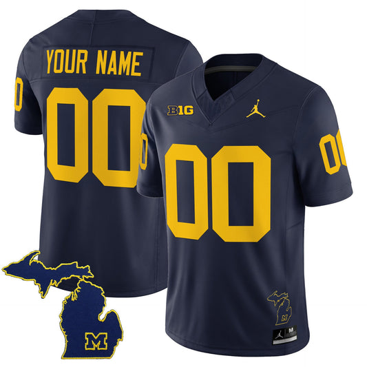 Custom Michigan Wolverines Jersey 2025 Vapor Limited V2 Stitched Navy