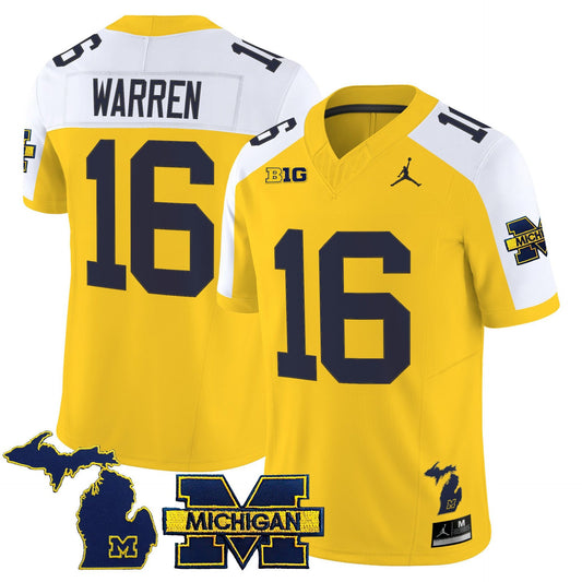 Davis Warren Jersey #16 Michigan Wolverines 2025 Limited V2 Stitched Maize Alter