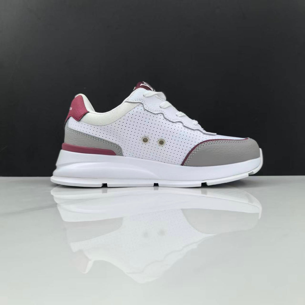 Luxury Lou Paris Classic Trainers White Grey Burgundy Shoes Sneakers
