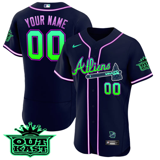 Atlanta Braves Atliens Flex Base Custom Jersey - Galaxy Version - Stitched