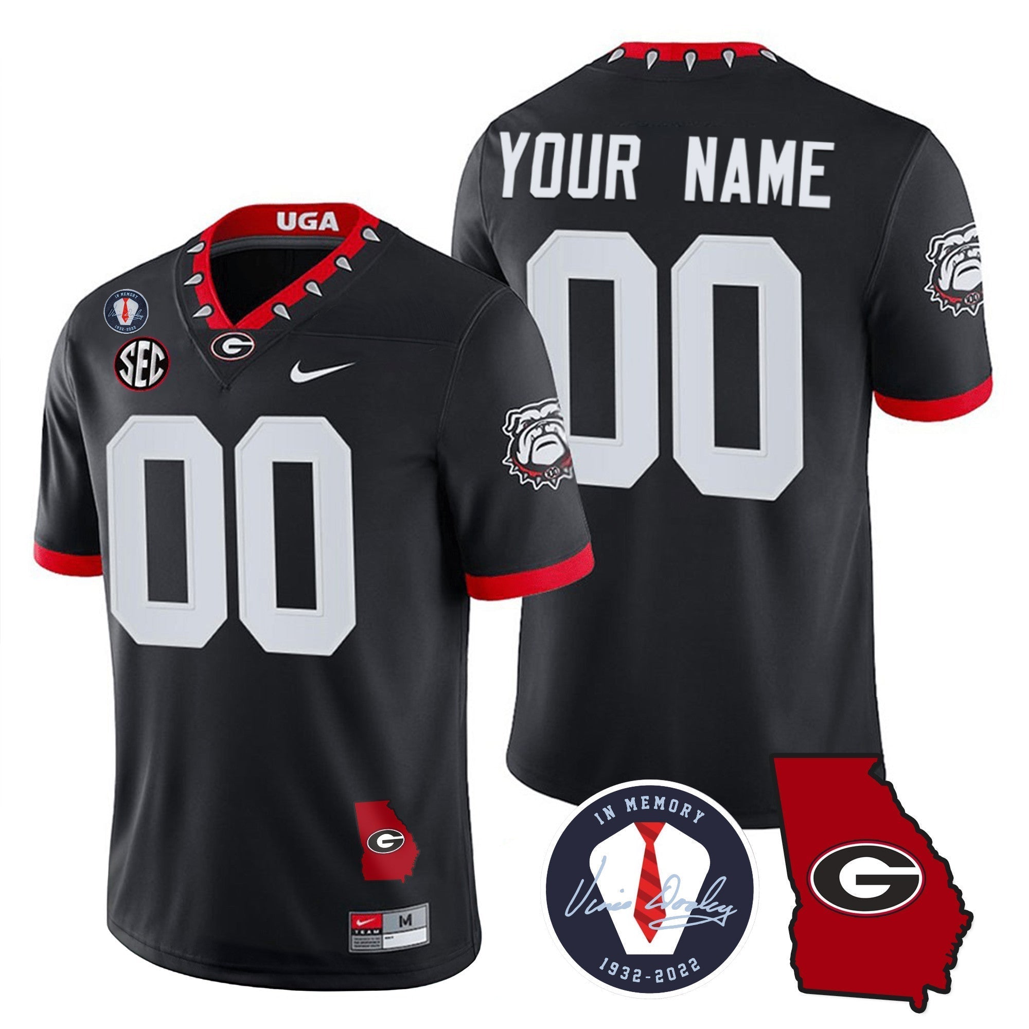 Custom Georgia Bulldogs 2023 Vapor Jersey - Georgia Map - All Stitched