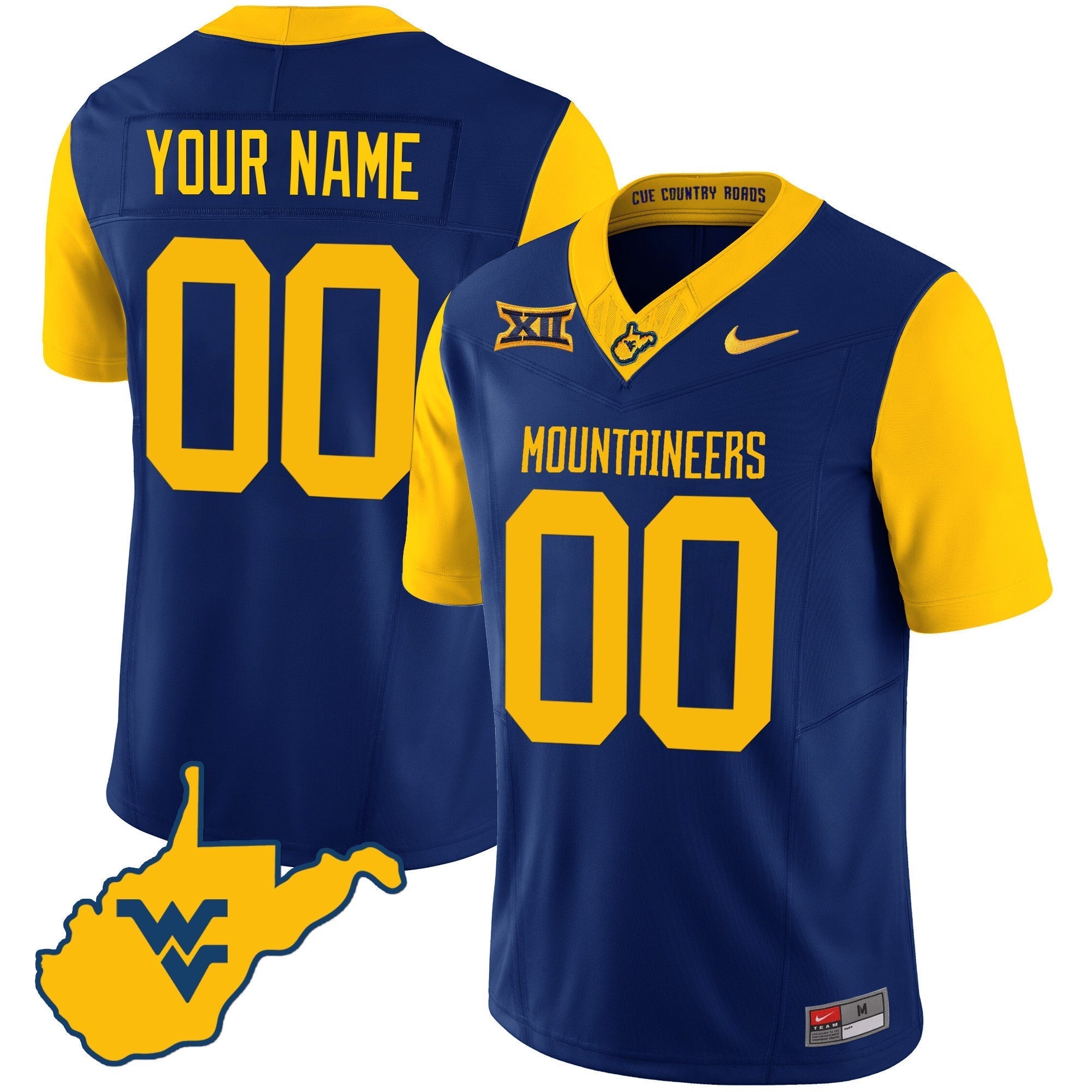 Custom West Virginia Mountaineers 2024 Country Roads Jersey - All Stitched