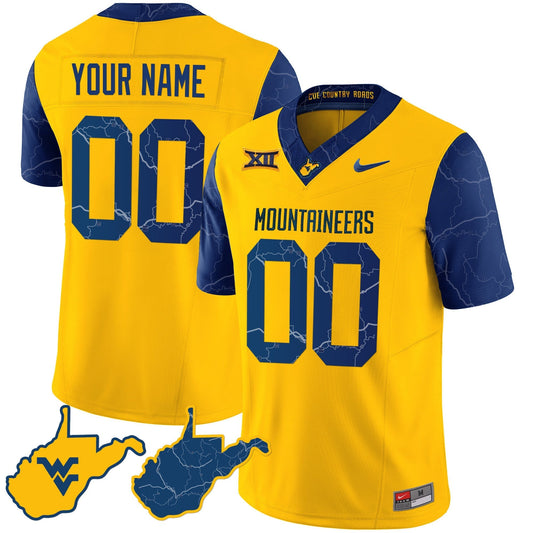 Custom West Virginia Mountaineers 2024 Country Roads Jersey - All Stitched
