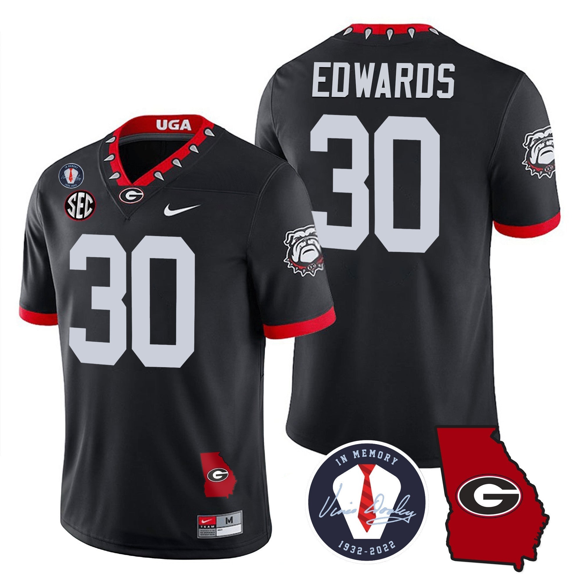 Men Georgia Bulldogs 2023 Vapor Jersey - Georgia Map - All Stitched