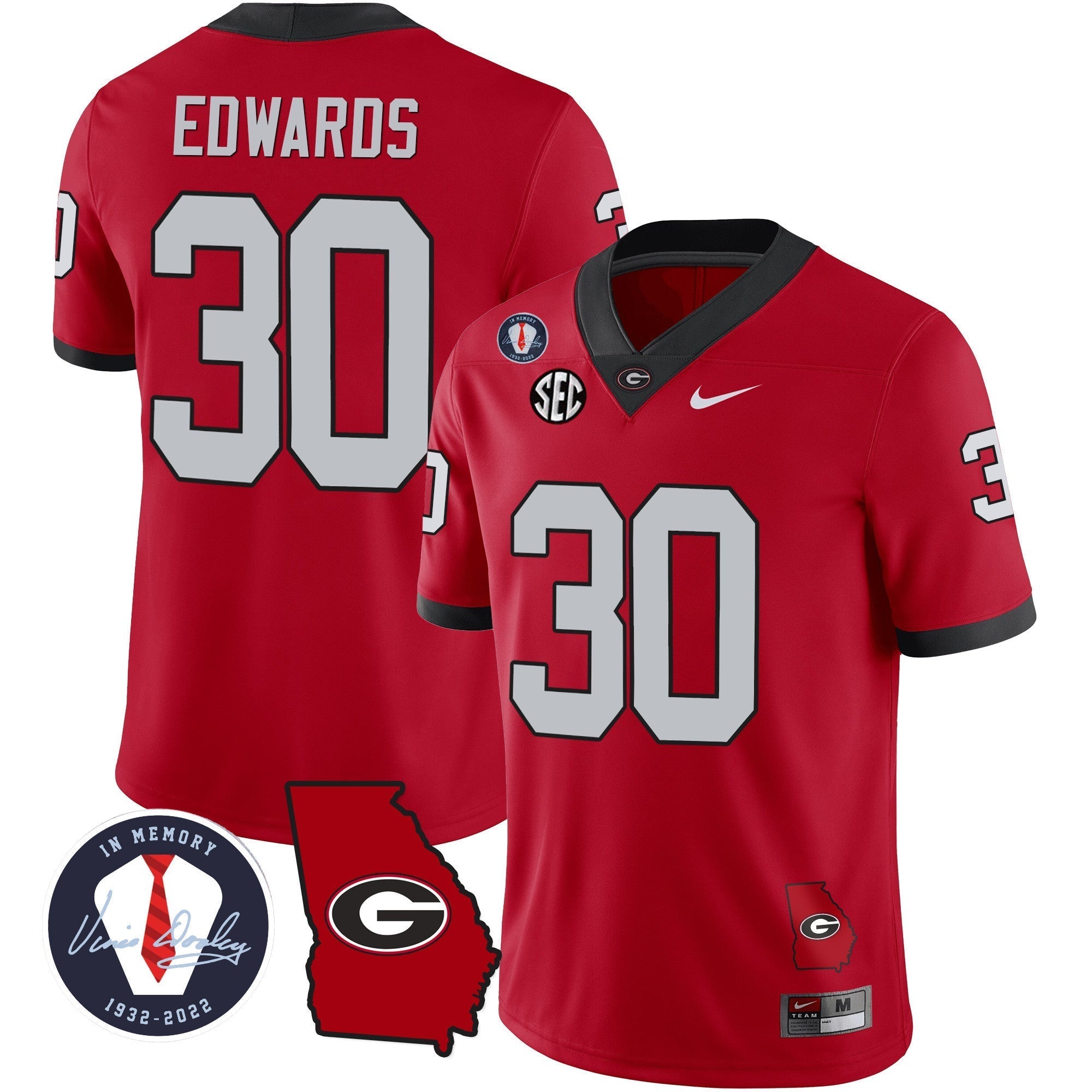Men Georgia Bulldogs 2023 Vapor Jersey - Georgia Map - All Stitched