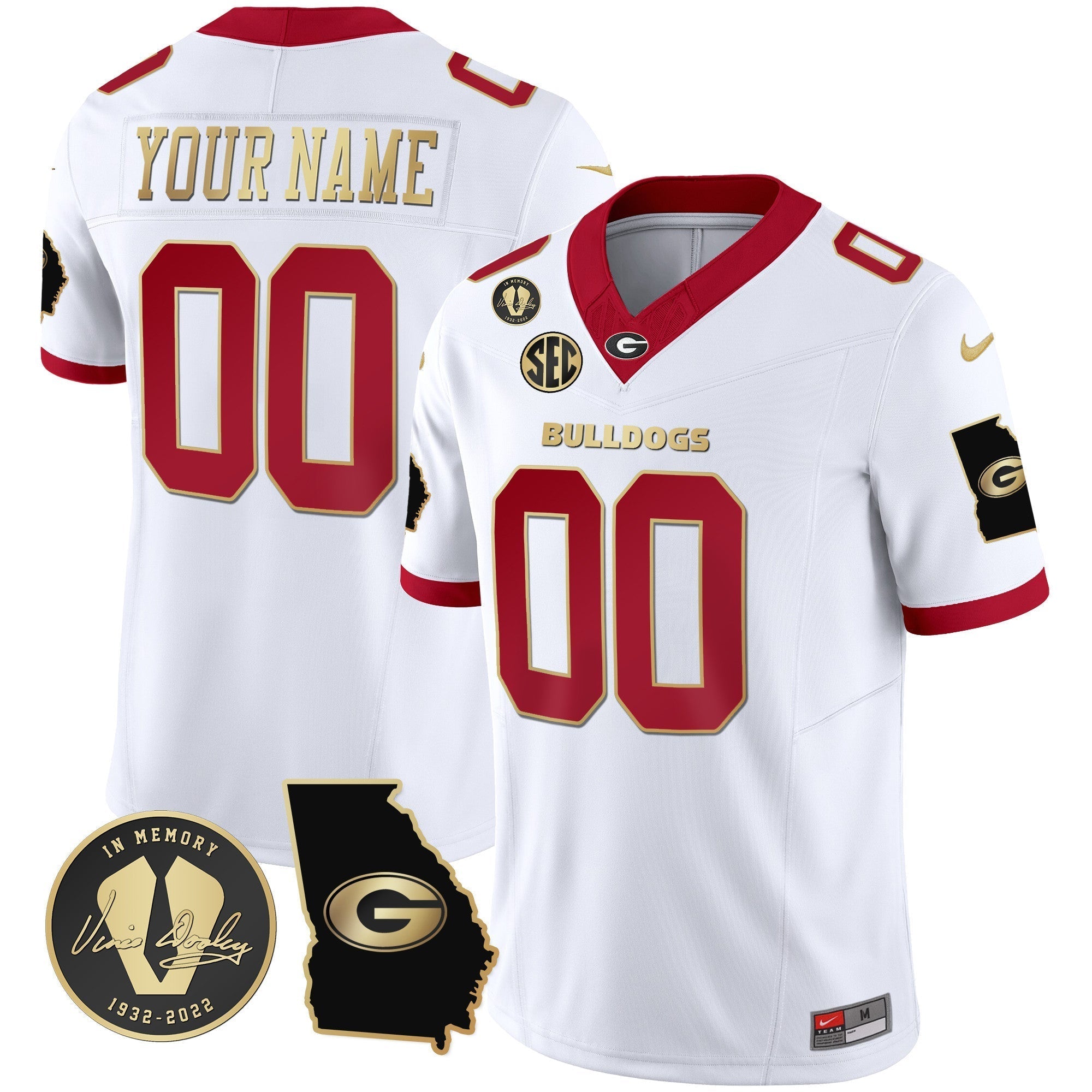 Custom Georgia Bulldogs 2024 Vapor Jersey V3 - Georgia Map - All Stitched