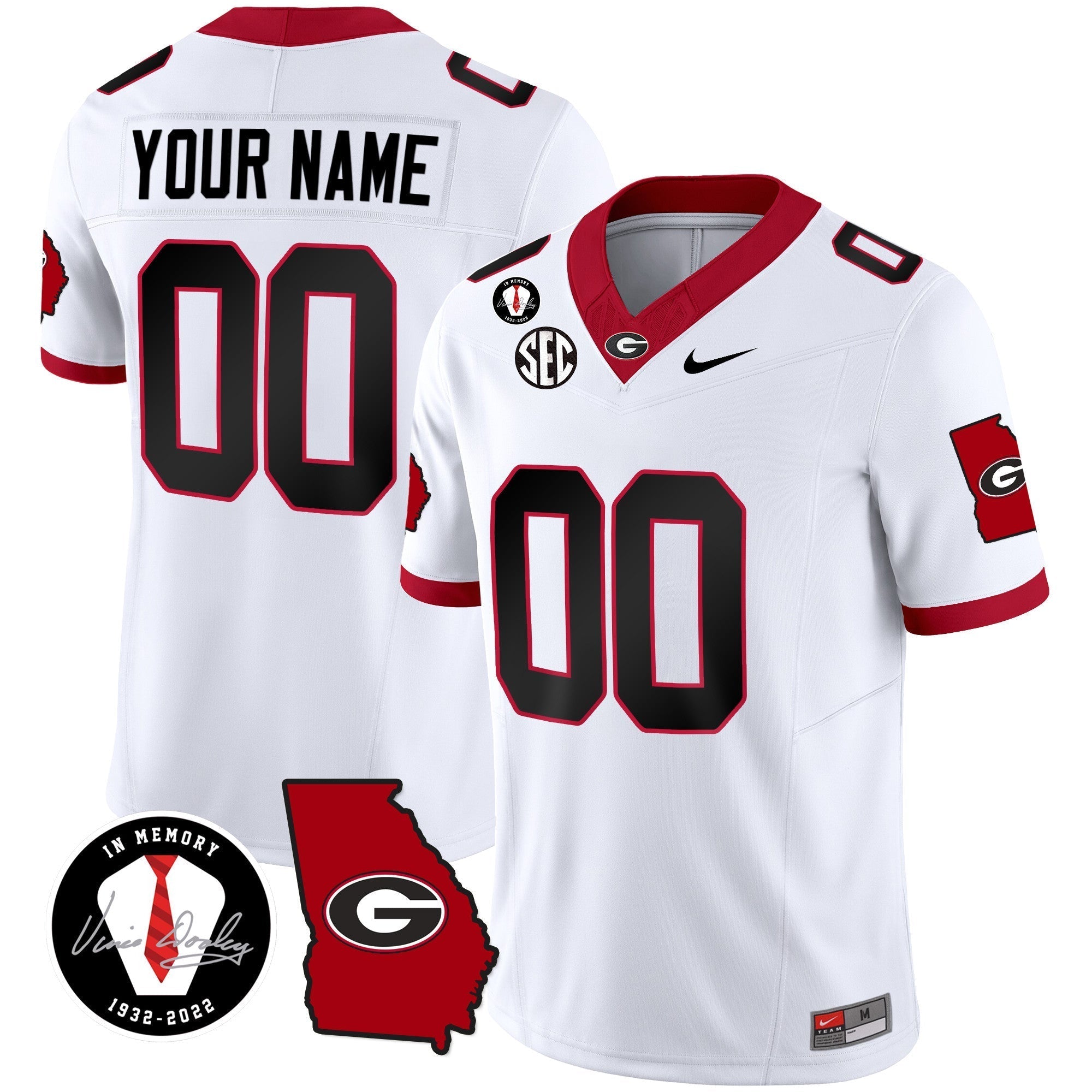 Custom Georgia Bulldogs 2024 Vapor Jersey V3 - Georgia Map - All Stitched