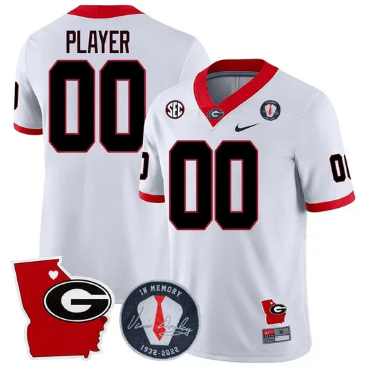Custom Georgia Bulldogs 2023 Vince Dooley Patch & Georgia State Map Jersey - All Stitched