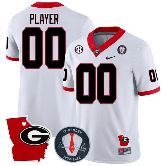 Custom Georgia Bulldogs 2024 Vince Dooley Patch & Georgia State Map Jersey - All Stitched
