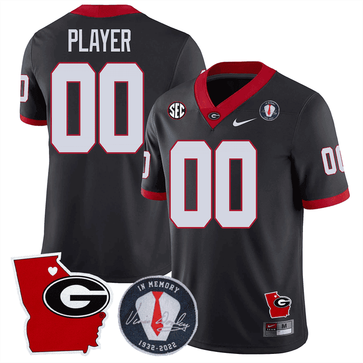 Custom Georgia Bulldogs 2023 Vince Dooley Patch & Georgia State Map Jersey - All Stitched