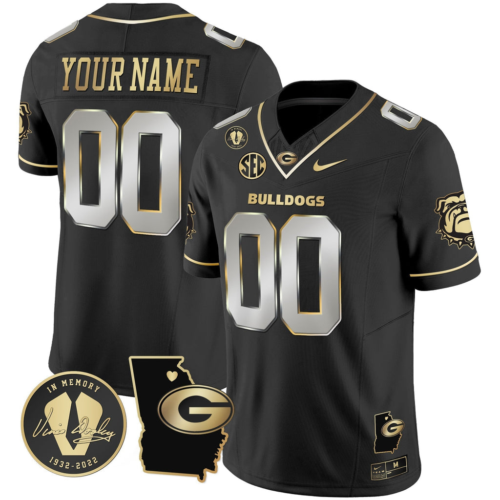 Custom Georgia Bulldogs 2024 Vapor Jersey V4 - Georgia Map - All Stitched