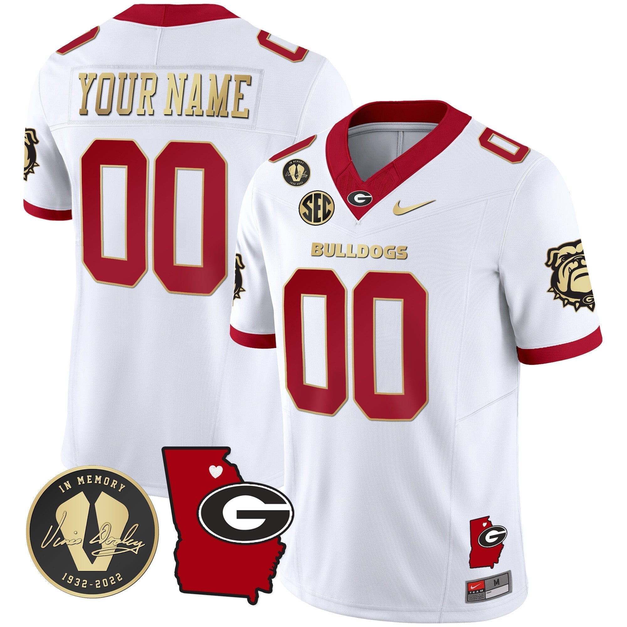 Custom Georgia Bulldogs 2024 Vapor Jersey V4 - Georgia Map - All Stitched