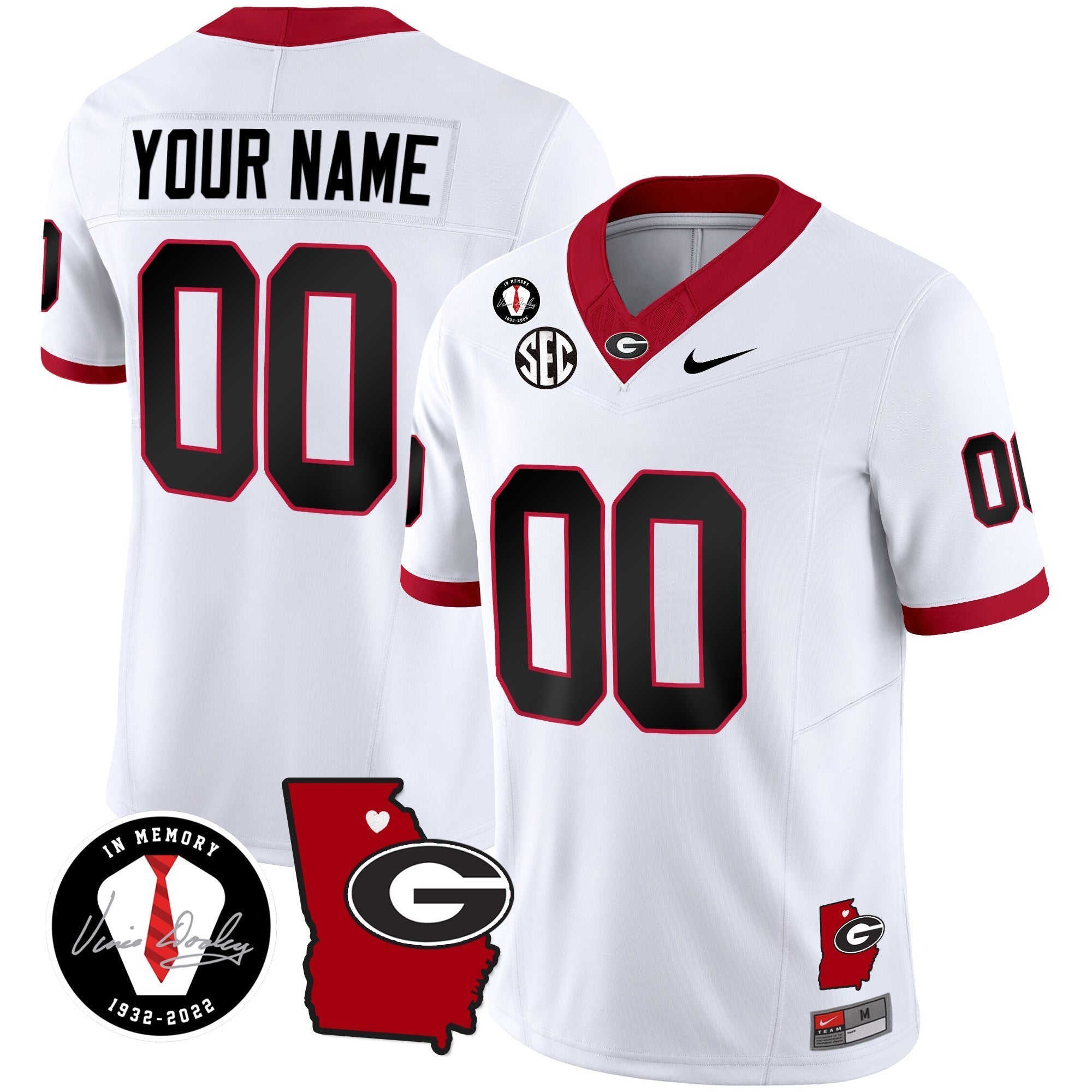 Custom Georgia Bulldogs 2024 Vapor Jersey V4 - Georgia Map - All Stitched