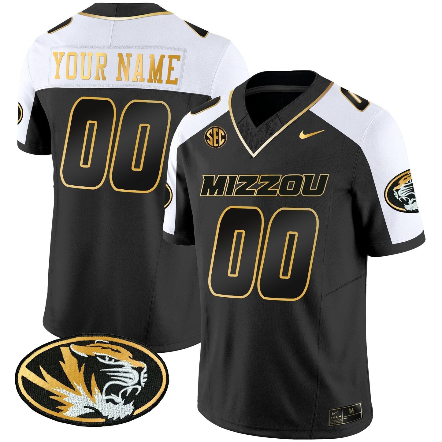 Custom Missouri Tigers Gold Vapor Jersey - All Stitched