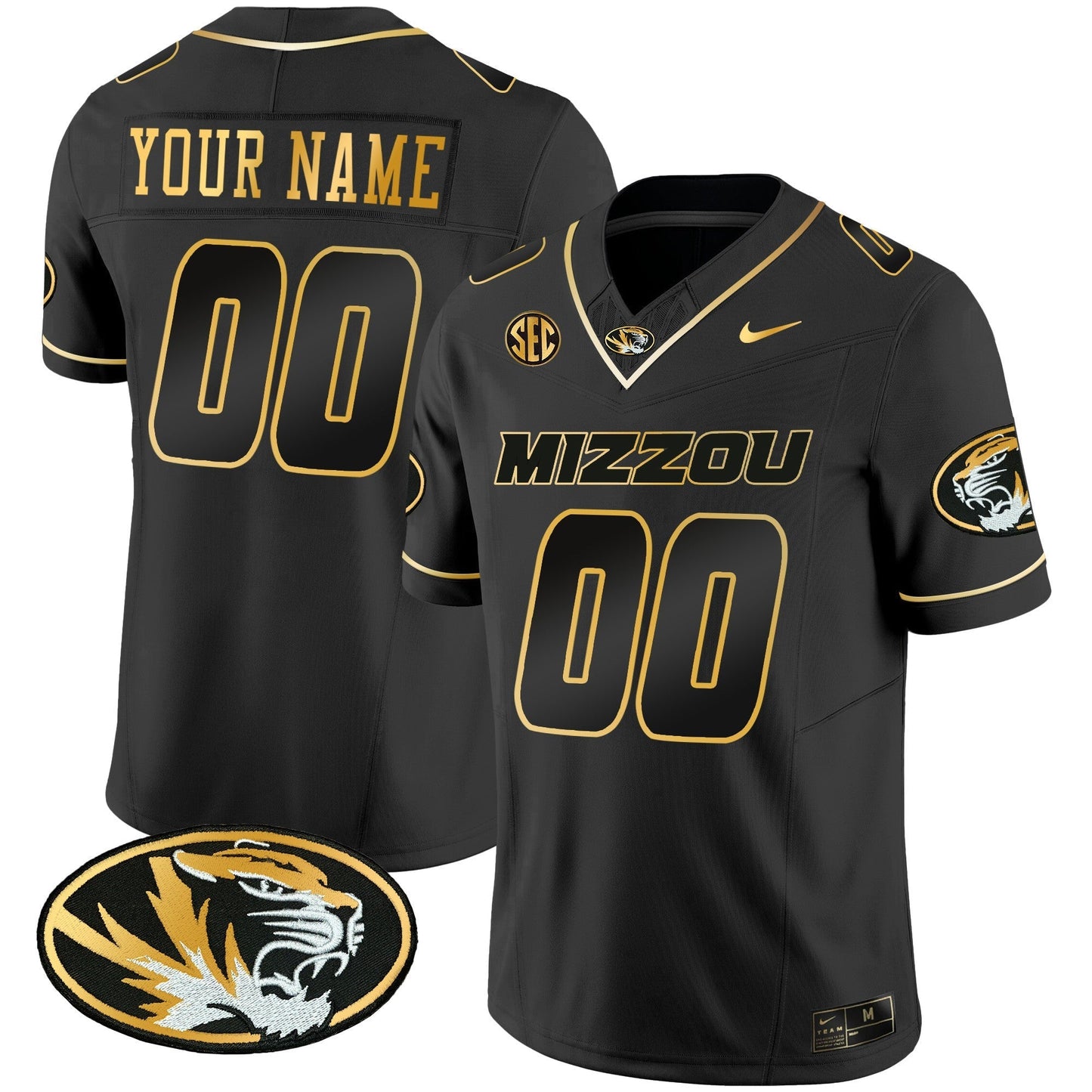 Custom Missouri Tigers Gold Vapor Jersey - All Stitched
