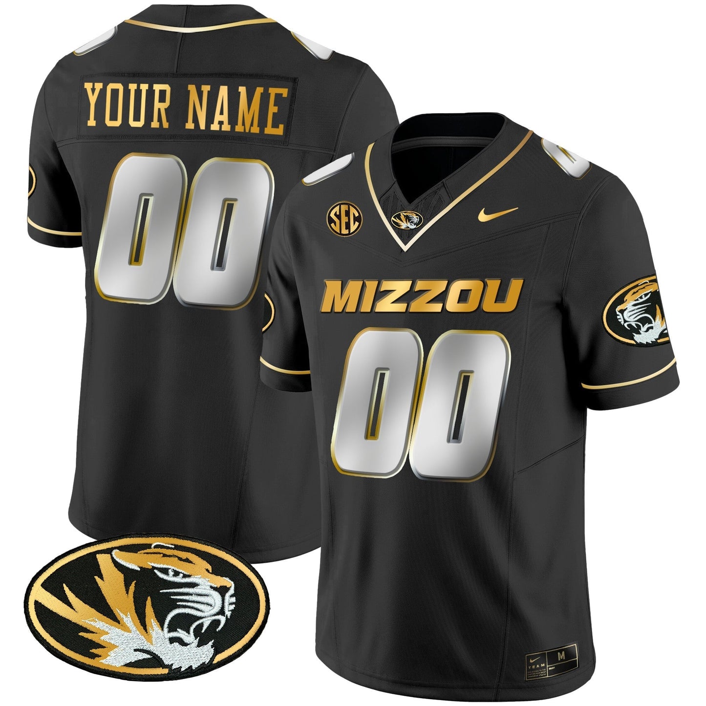 Custom Missouri Tigers Gold Vapor Jersey - All Stitched
