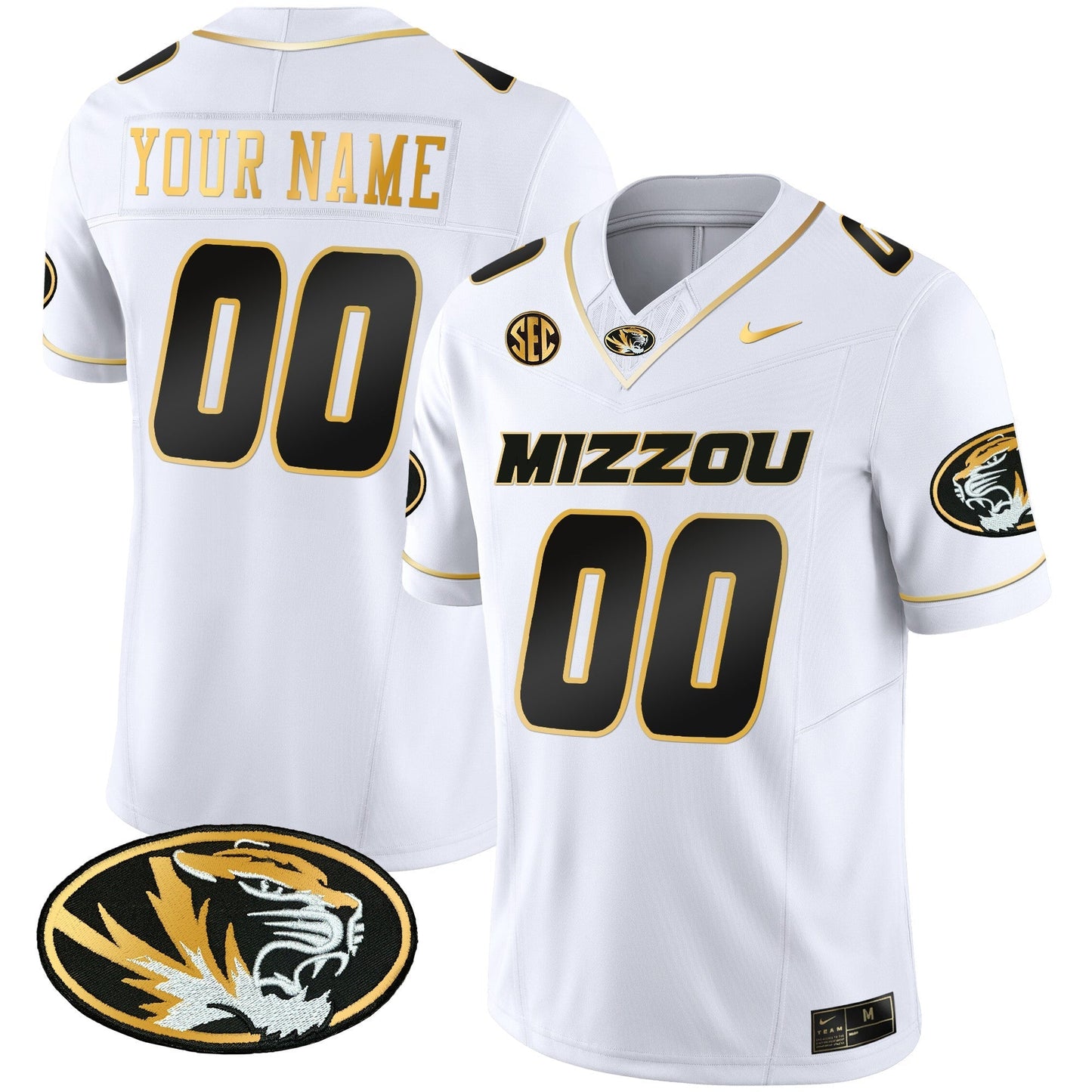 Custom Missouri Tigers Gold Vapor Jersey - All Stitched