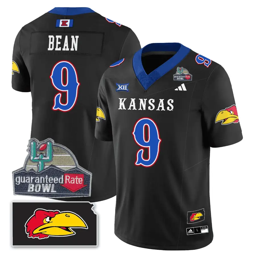 Men Kansas Jayhawks Football Blackhawk Guaranteed Rate Bowl Patch Vapor Limited Jersey - Stitched