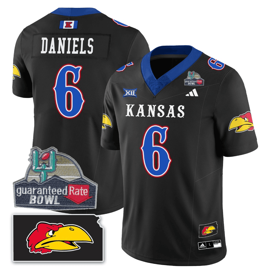Men Kansas Jayhawks Blackhawk Guaranteed Rate Bowl Patch Vapor Limited Jersey - Stitched
