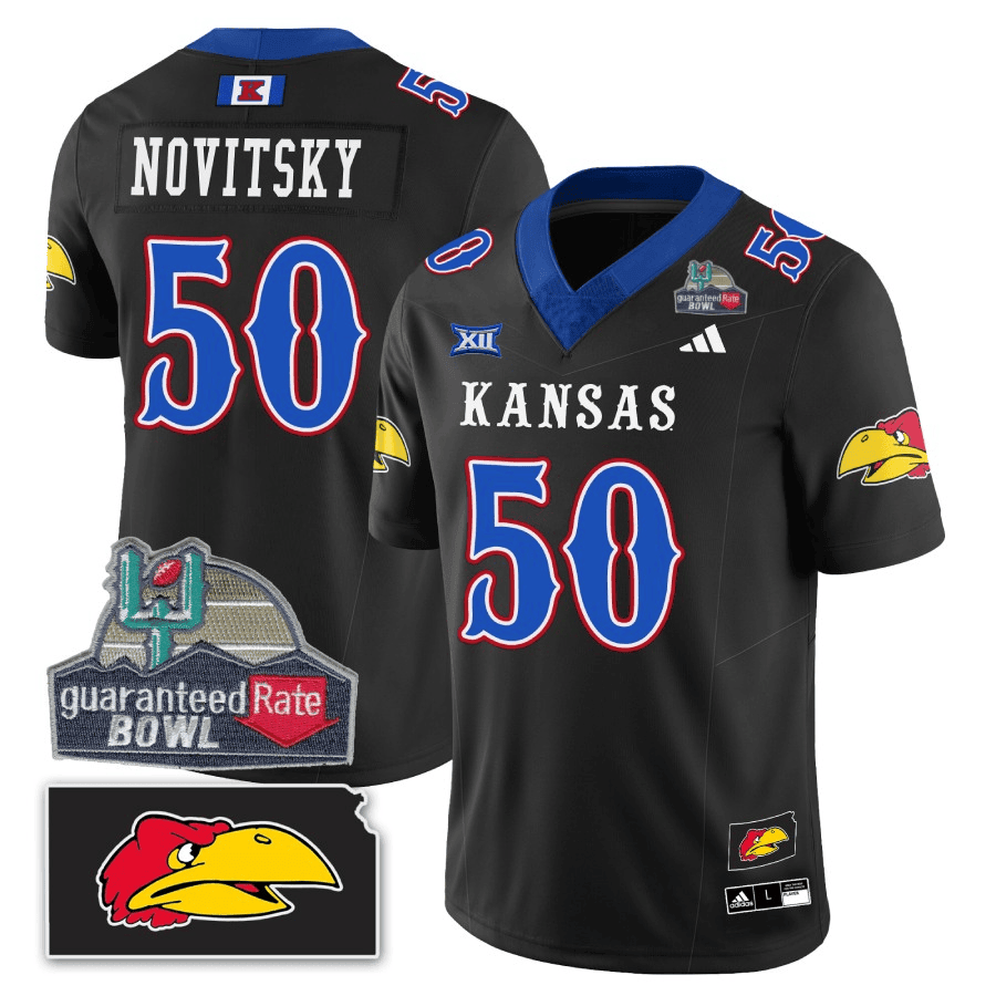 Men Kansas Jayhawks Blackhawk Guaranteed Rate Bowl Patch Vapor Limited Jersey - Stitched