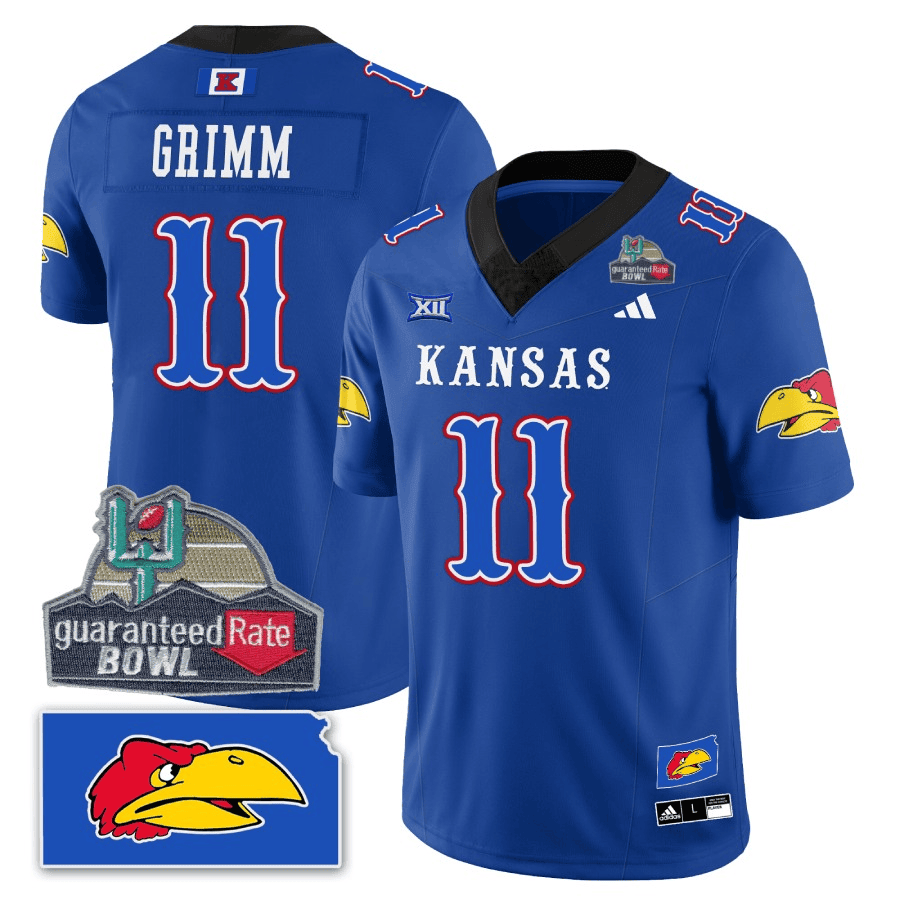 Men Kansas Jayhawks Blackhawk Guaranteed Rate Bowl Patch Vapor Limited Jersey - Stitched