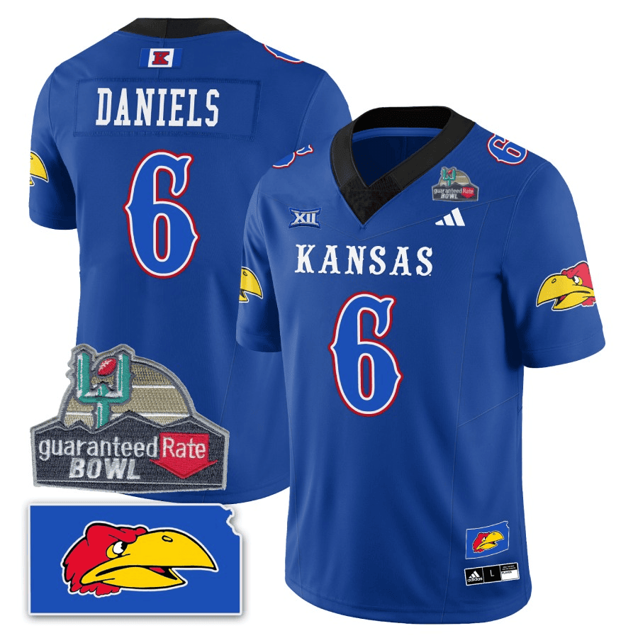 Men Kansas Jayhawks Blackhawk Guaranteed Rate Bowl Patch Vapor Limited Jersey - Stitched