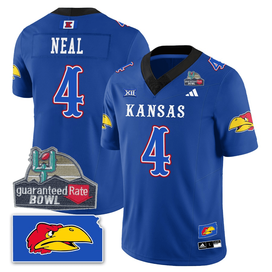 Men Kansas Jayhawks Blackhawk Guaranteed Rate Bowl Patch Vapor Limited Jersey - Stitched