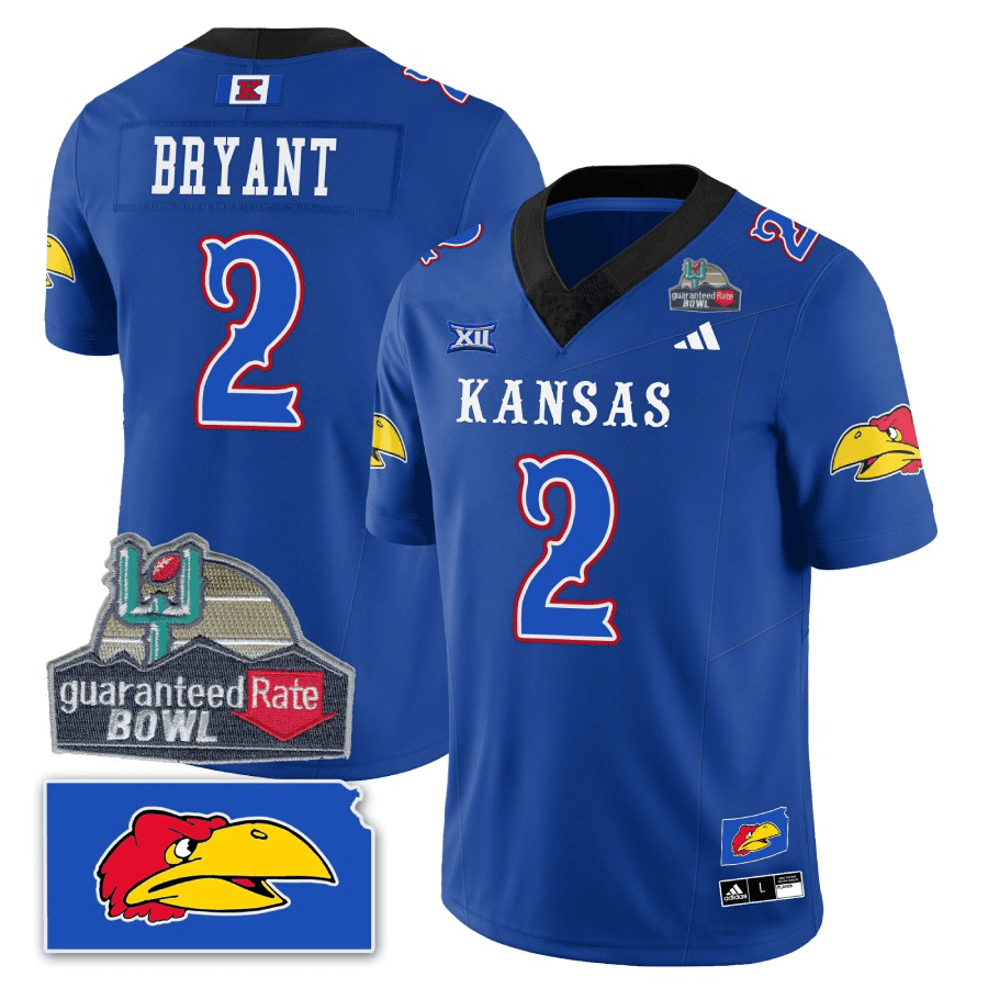 Men Kansas Jayhawks Blackhawk Guaranteed Rate Bowl Patch Vapor Limited Jersey - Stitched