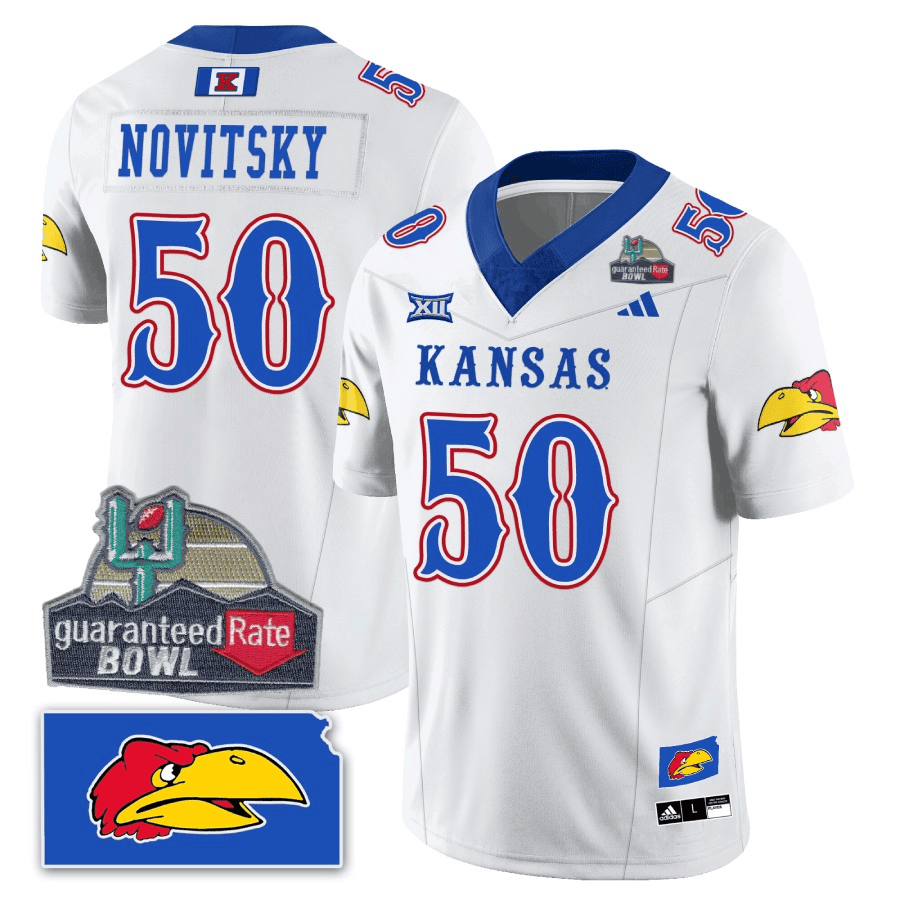 Men Kansas Jayhawks Blackhawk Guaranteed Rate Bowl Patch Vapor Limited Jersey - Stitched
