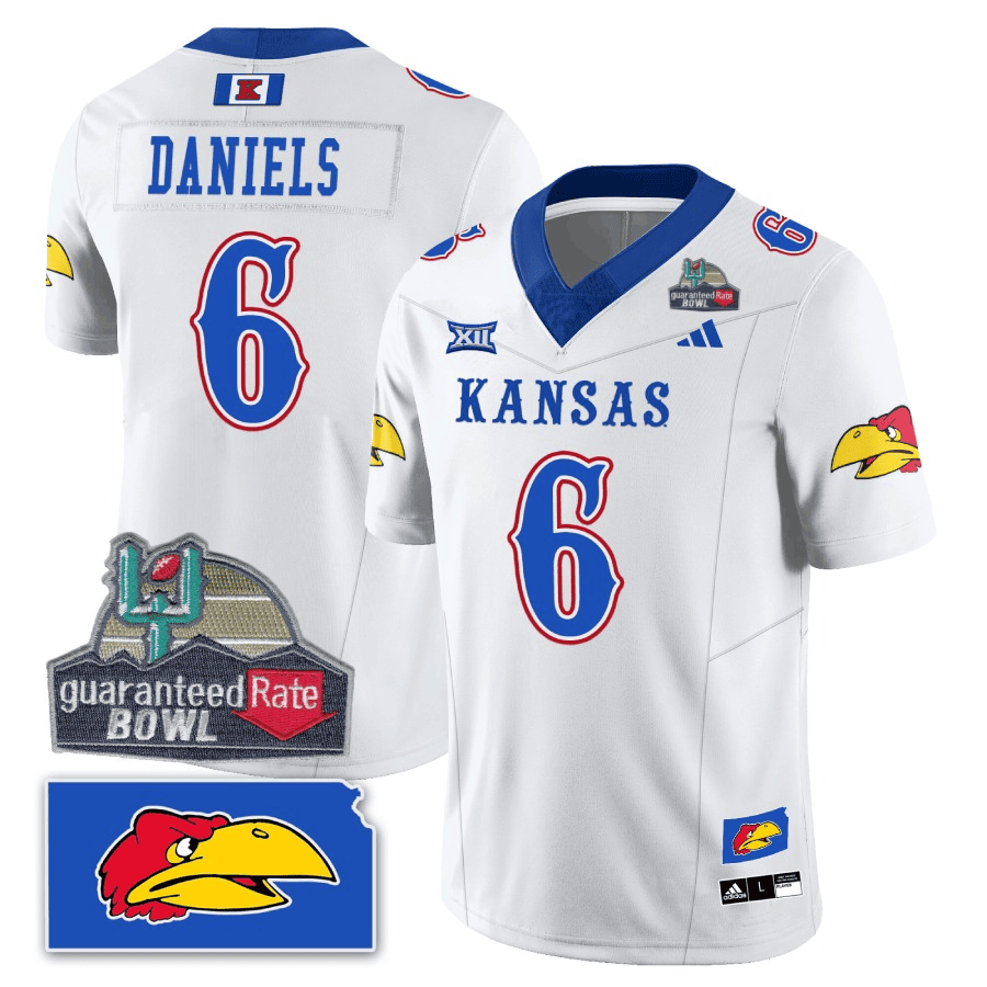 Men Kansas Jayhawks Blackhawk Guaranteed Rate Bowl Patch Vapor Limited Jersey - Stitched