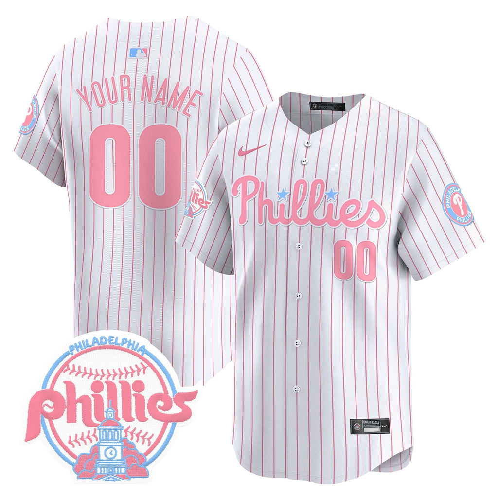 Phillies Bubblegum Pink Vapor Premier Limited Custom Jersey V2 - All Stitched