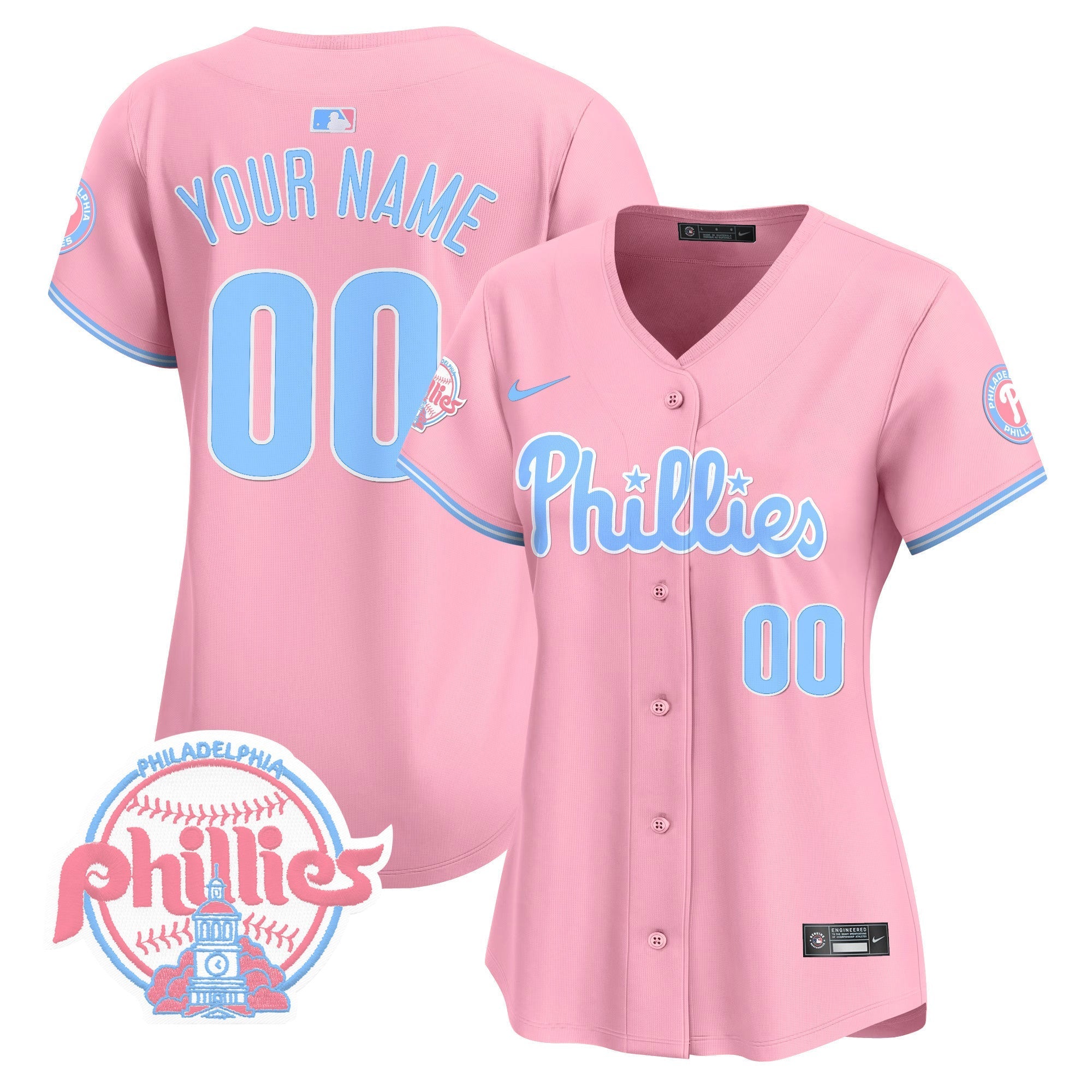 Phillies Bubblegum Pink Vapor Premier Limited Custom Jersey V2 - All Stitched