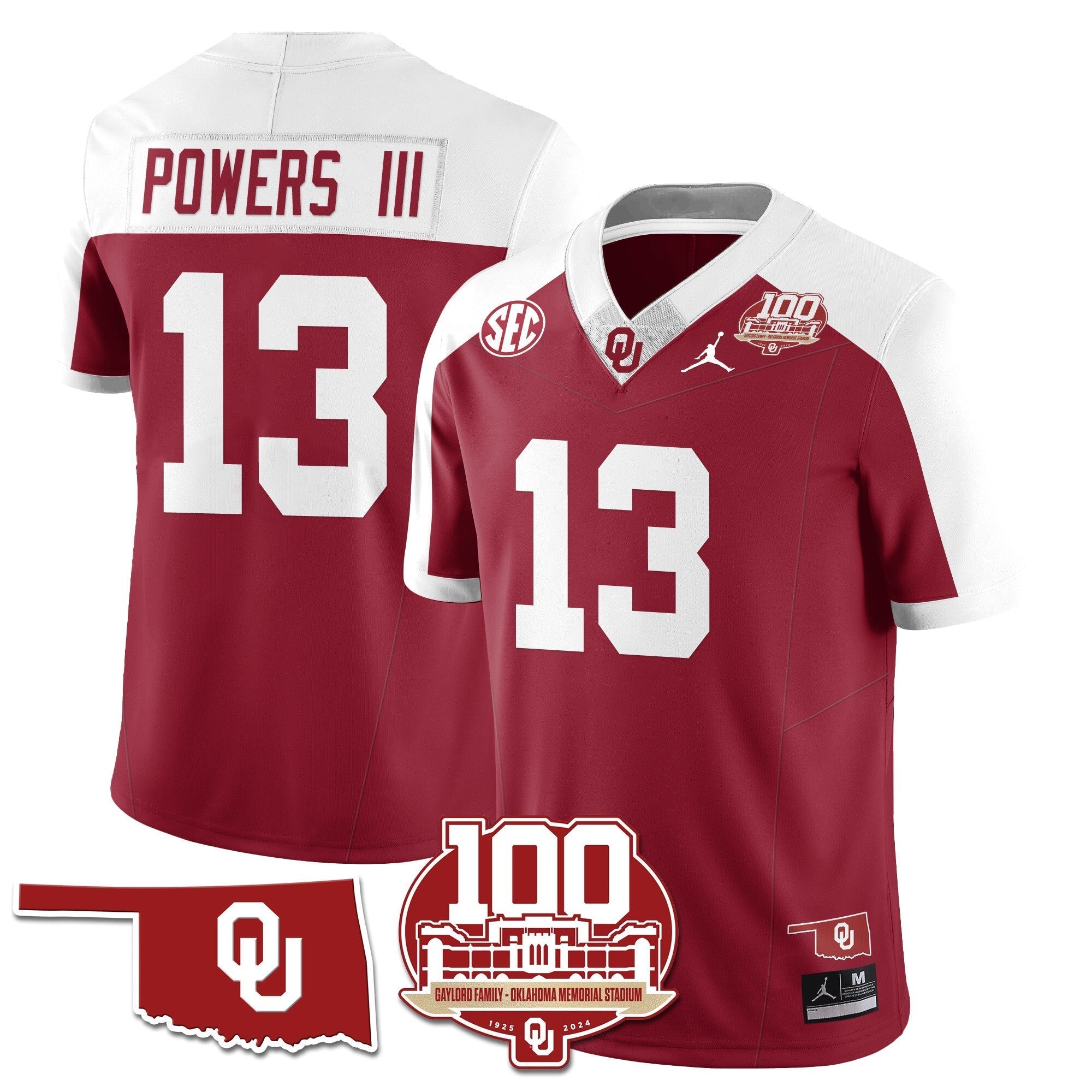 Men Oklahoma Sooners 1946-56 Throwback Uniforms - 100th Season - All Stitched