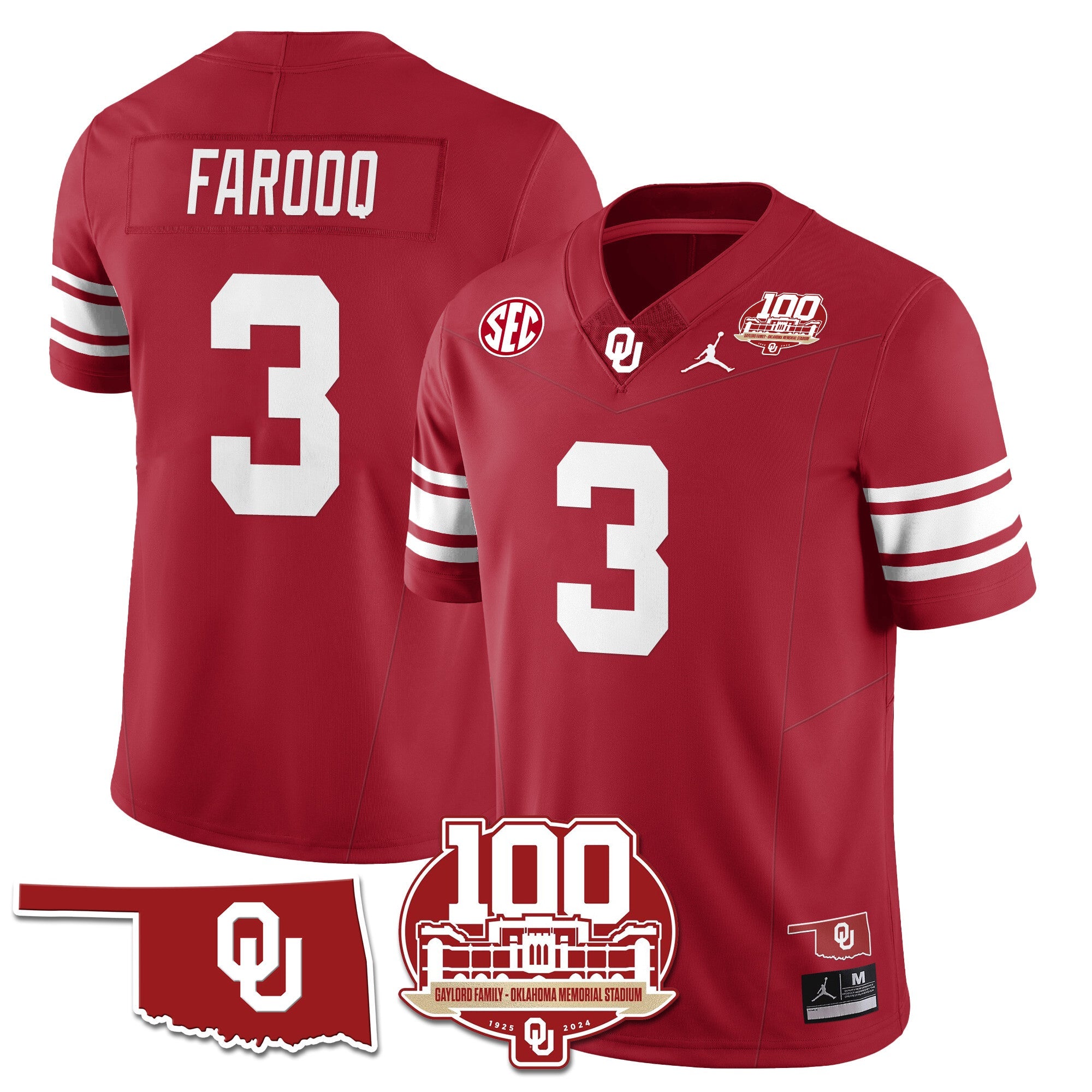 Men Oklahoma Sooners 1946-56 Throwback Uniforms - 100th Season - All Stitched