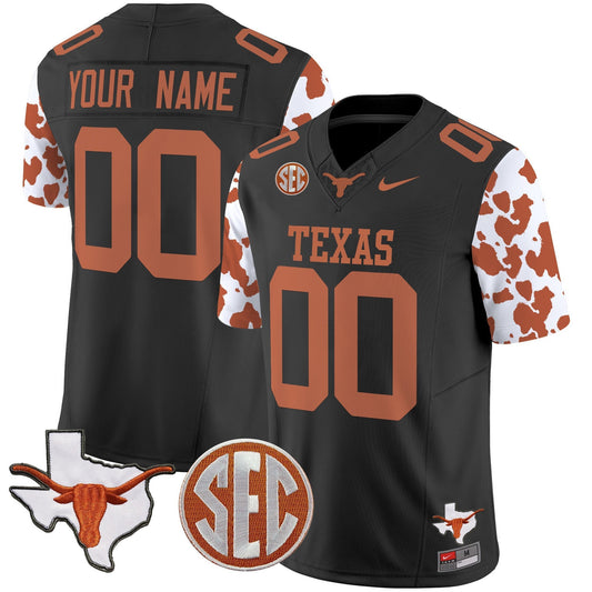 Custom Texas Longhorns Cow Spots Vapor Limited Jersey - All Stitched