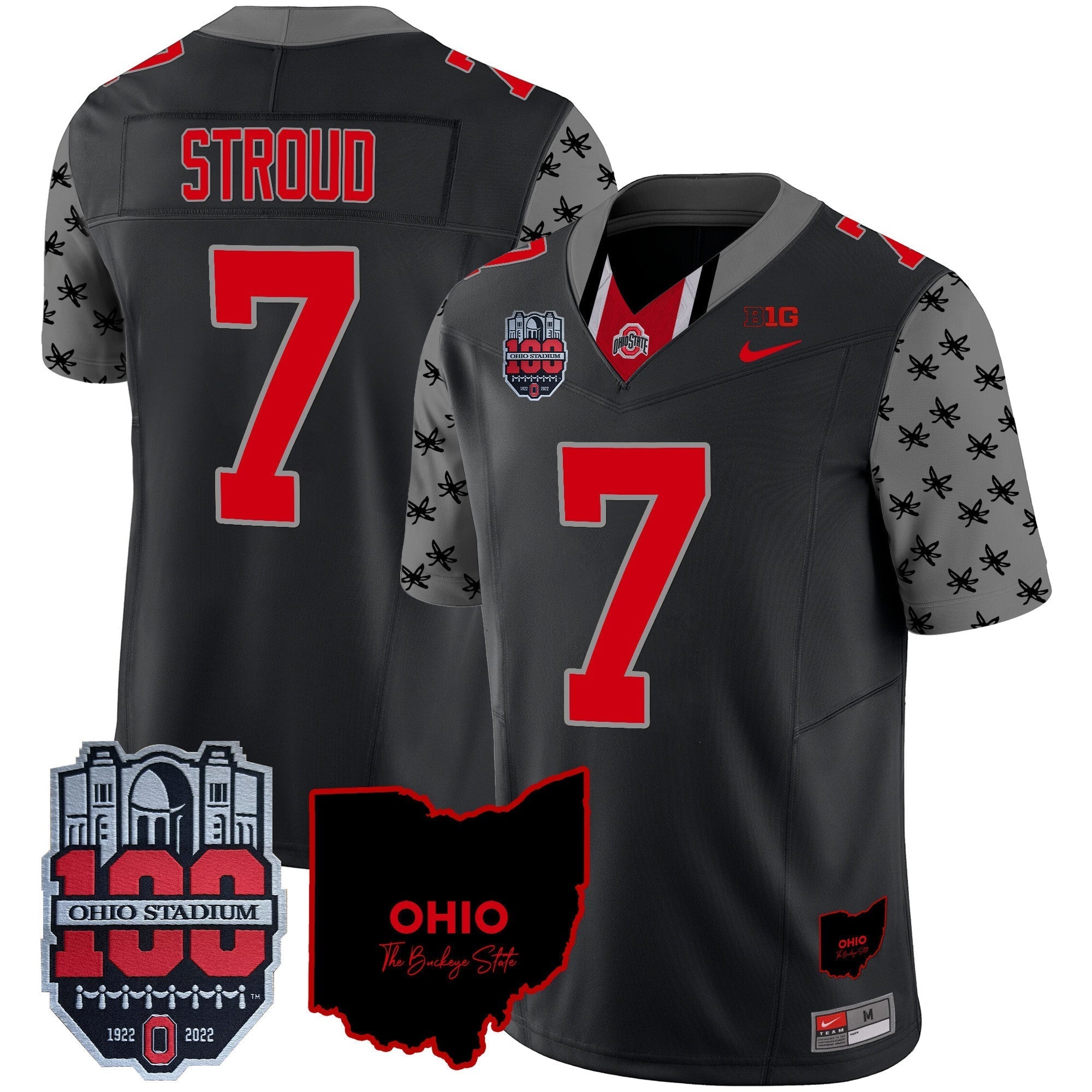 Men Ohio State Buckeyes 100th Anniversary Patch Vapor Limited Jersey - All Stitched