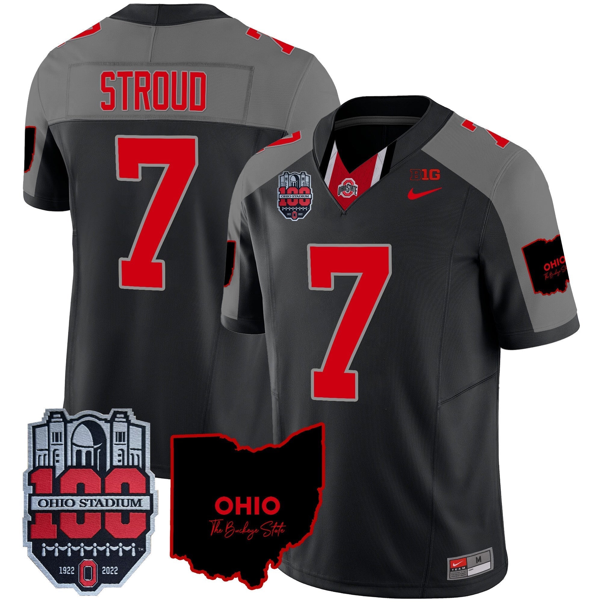 Men Ohio State Buckeyes 100th Anniversary Patch Vapor Limited Jersey - All Stitched
