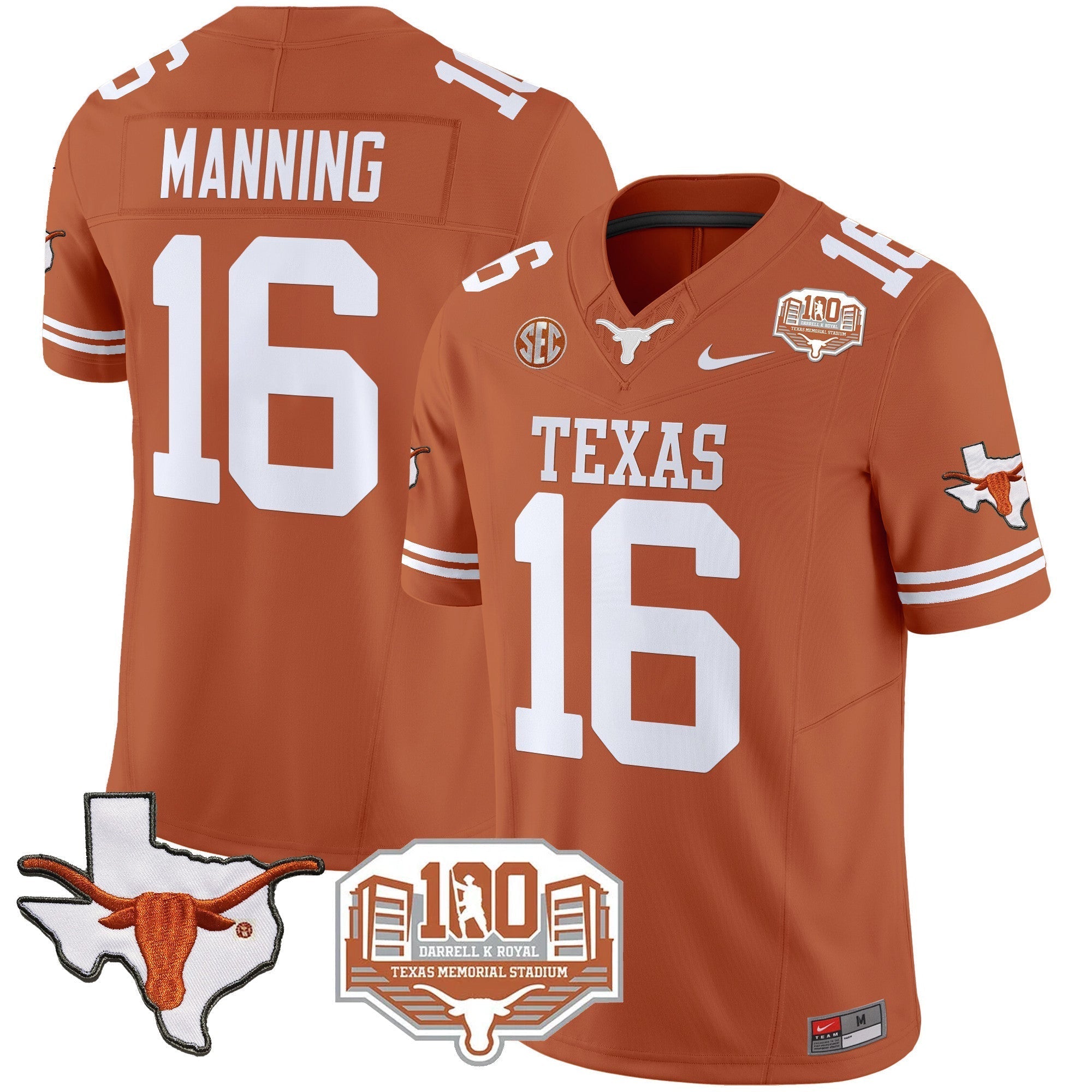 Men Texas Longhorns 2024 Vapor Limited Jersey - 100 years of Darrell K Royal - All Stitched