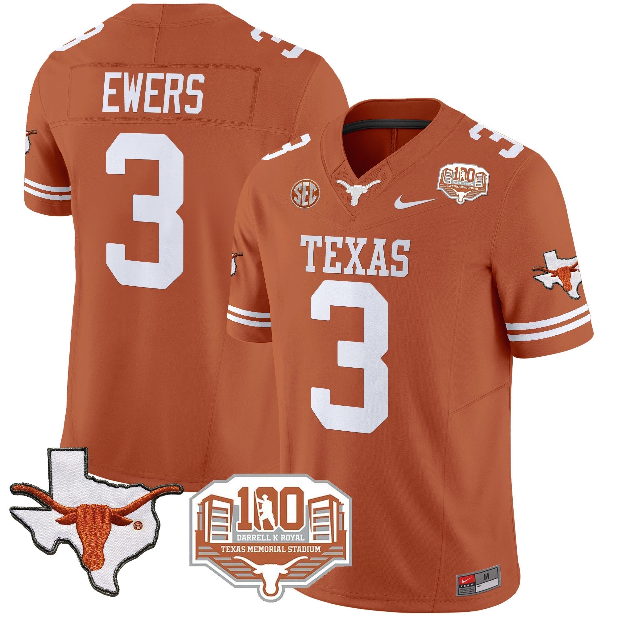 Men Texas Longhorns 2024 Vapor Limited Jersey - 100 years of Darrell K Royal - All Stitched