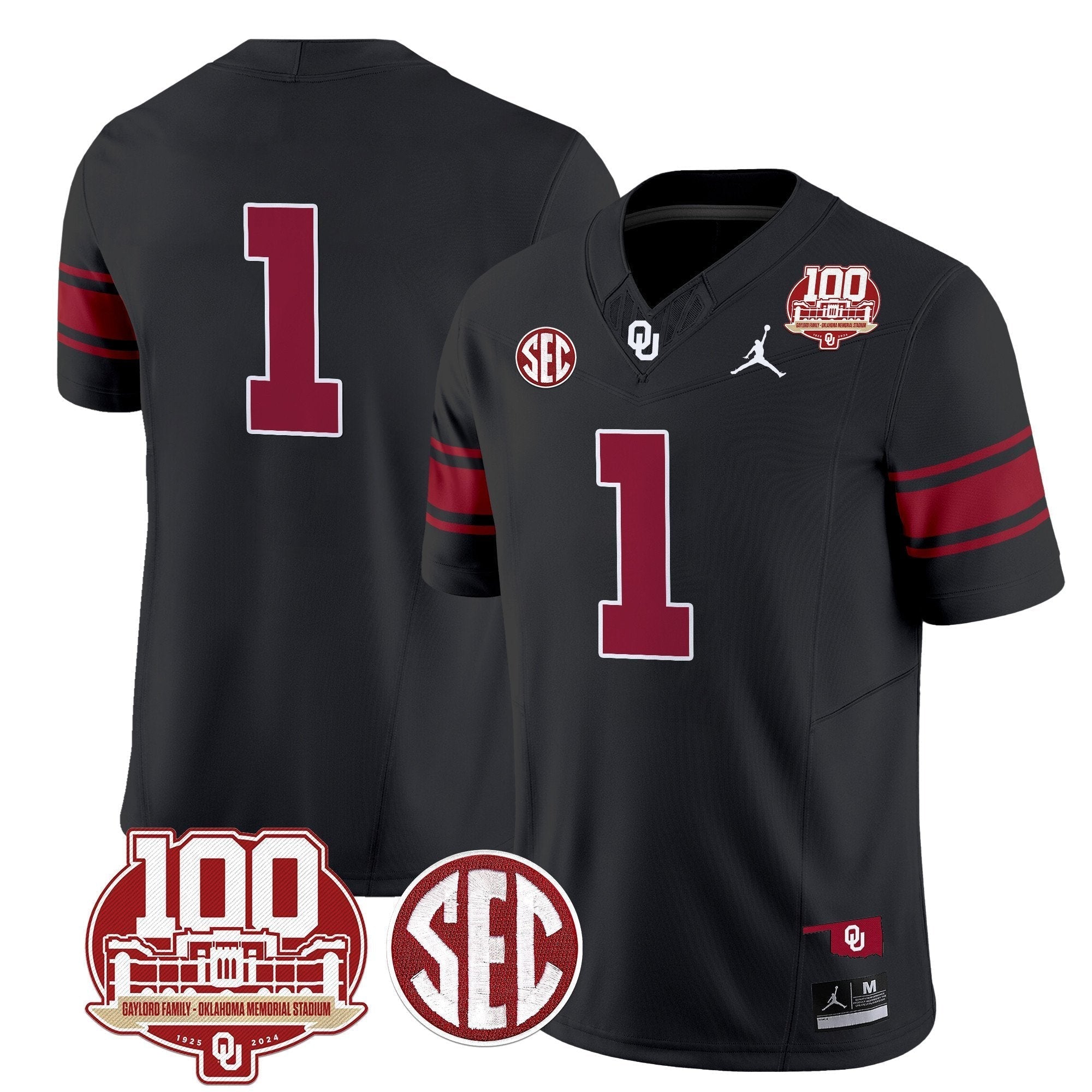 Men Oklahoma Sooners 100th Anniversary Patch Vapor Limited Jersey - All Stitched