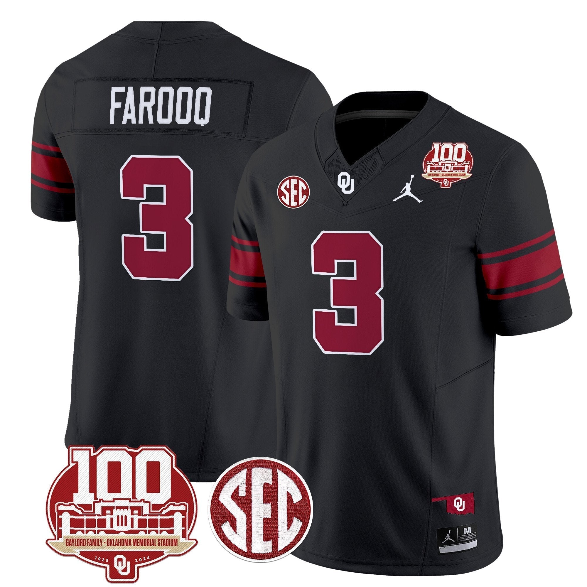 Men Oklahoma Sooners 100th Anniversary Patch Vapor Limited Jersey - All Stitched