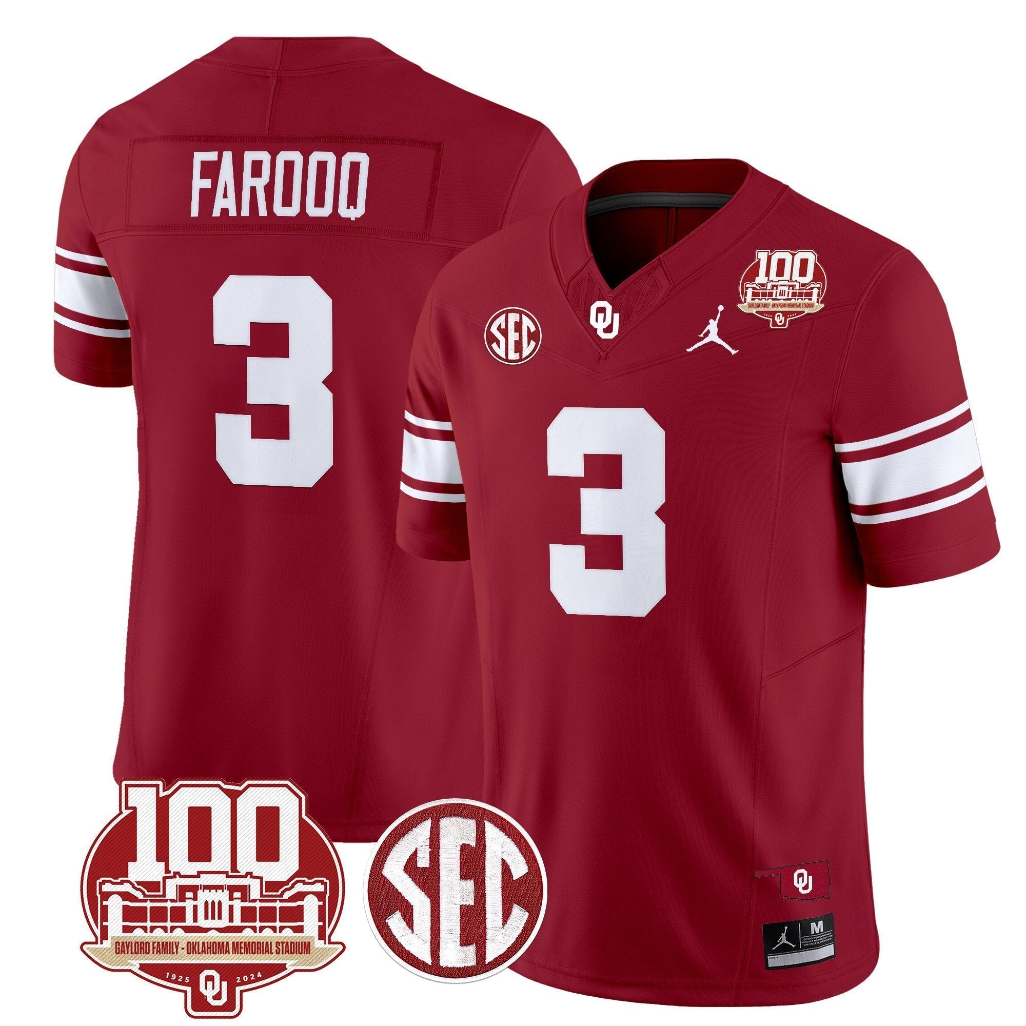 Men Oklahoma Sooners 100th Anniversary Patch Vapor Limited Jersey - All Stitched