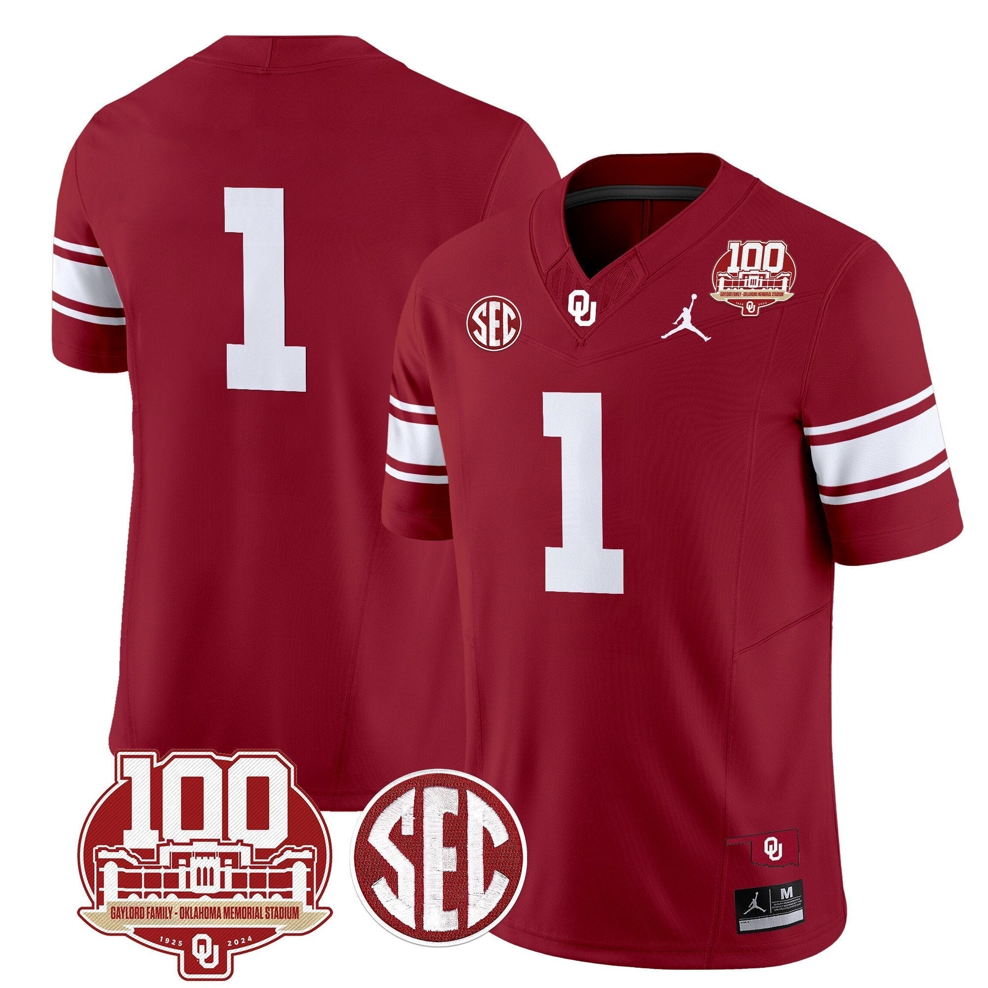 Men Oklahoma Sooners 100th Anniversary Patch Vapor Limited Jersey - All Stitched
